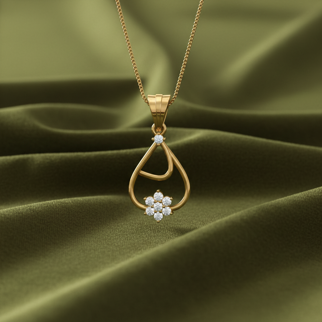 Floral Teardrop Diamond Accent Drop