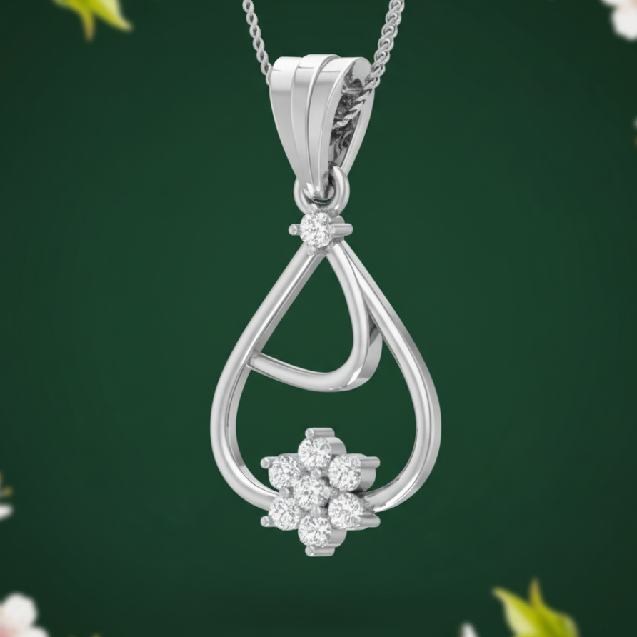 Floral Teardrop Diamond Accent Drop