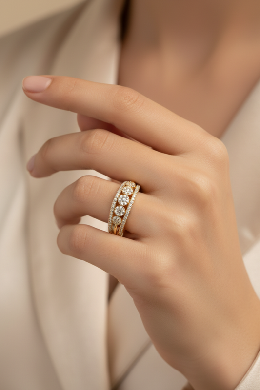 Radiant Flower Diamond Micro Encrusted Botanical Sculptural