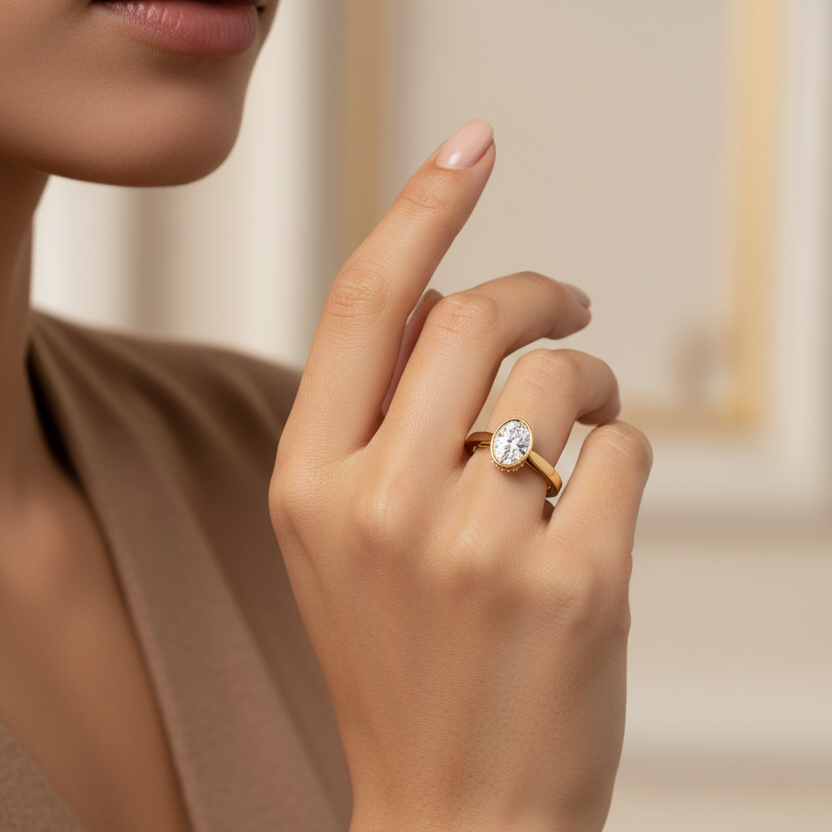 Oval With Round Diamond