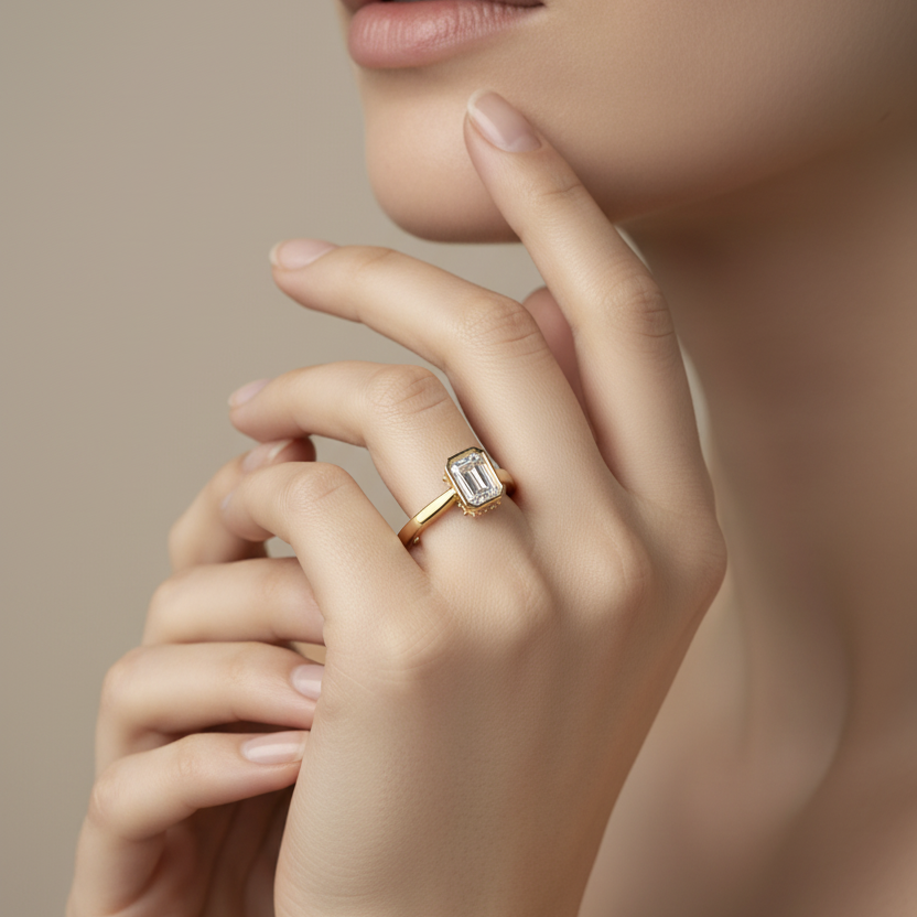 Emerald With Round Diamond