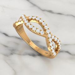Flowing Diamond Infinity Loop Band | Sculpted Eternal Twist Pavé Elegance