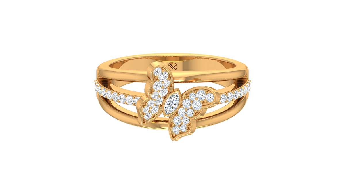 Pavé Butterfly Marquise Split Shank Ring