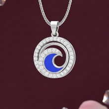 Load image into Gallery viewer, Blue Enamel Wave Round Diamond