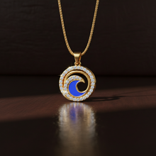 Load image into Gallery viewer, Blue Enamel Wave Round Diamond