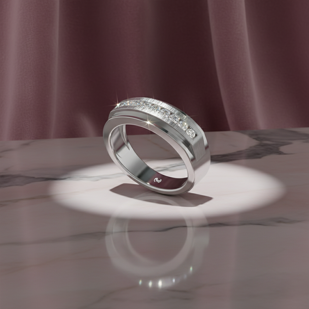 Linear Channel-Set Brilliant Encrusted Architectural Masculine Statement