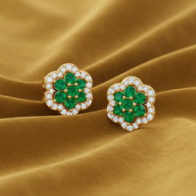Load image into Gallery viewer, Emerald Floral Diamond Cluster