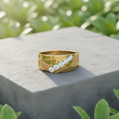 Five-Stone Diagonal Bold Angular Masculine Geometric Luxury Diamond