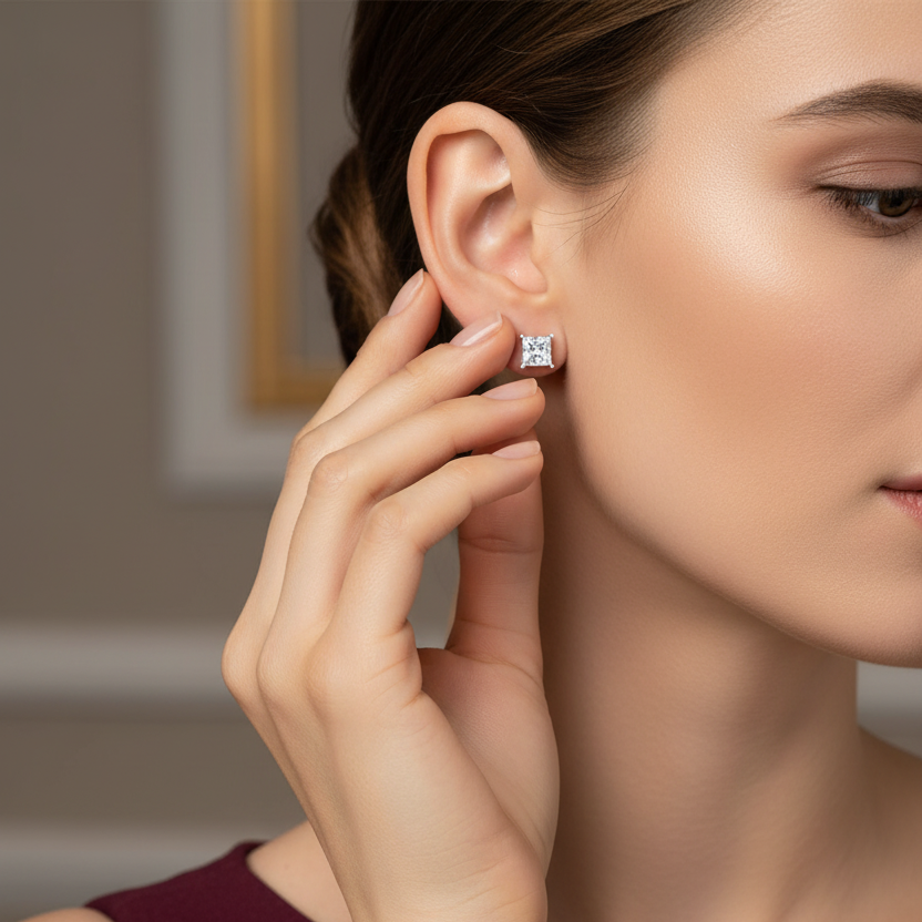 1.20 ctw Princess Lab Grown Studs