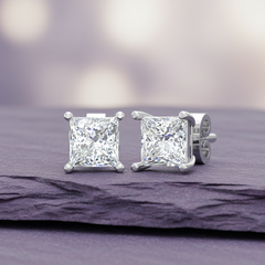 0.85 ctw Princess Lab Grown Studs