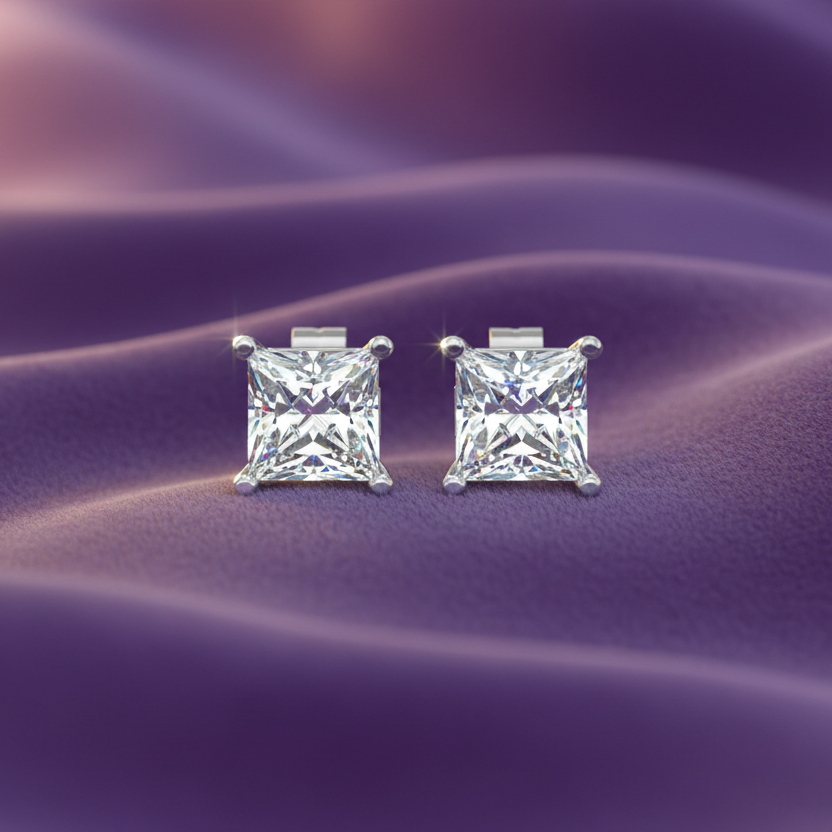 0.85 ctw Princess Lab Grown Studs