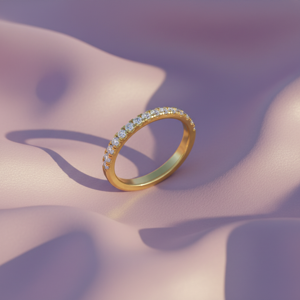 4 Prong Radiant Arc Encrusted Understated Half-Eternity