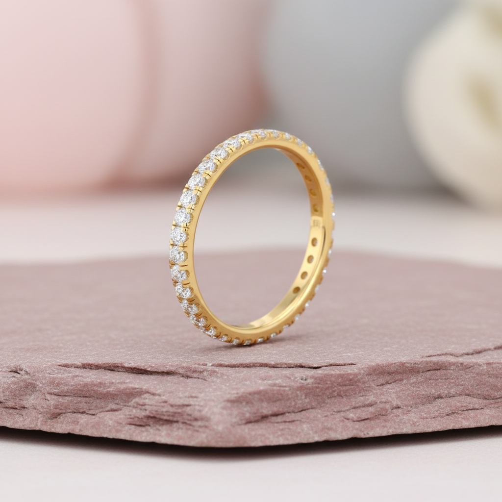 Slender 360-Degree Encrusted Unending-Circuit Luminous Stackable Eternity