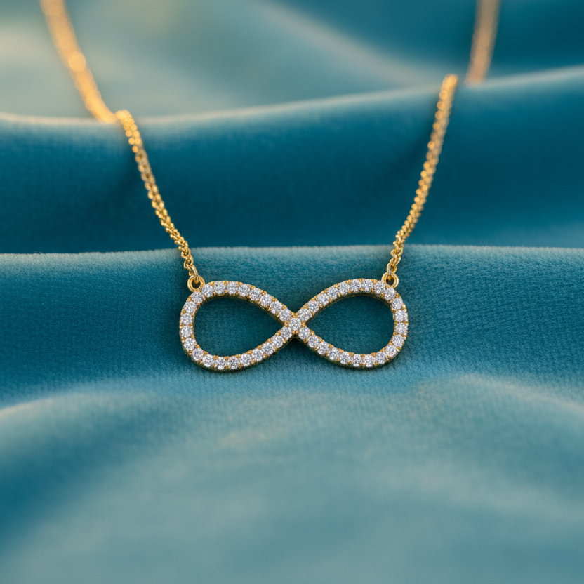 Classic Gold Diamond Infinity Necklace With Chain