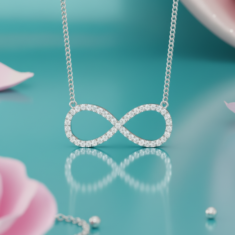 Classic Gold Diamond Infinity Necklace With Chain