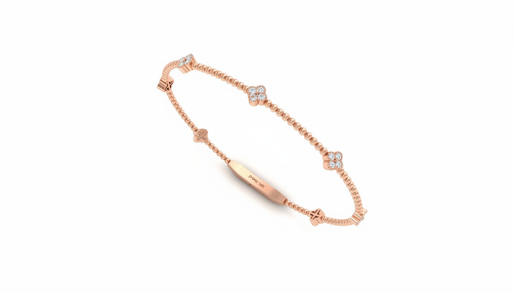 Adjustable  Floral Clover Certified Diamond