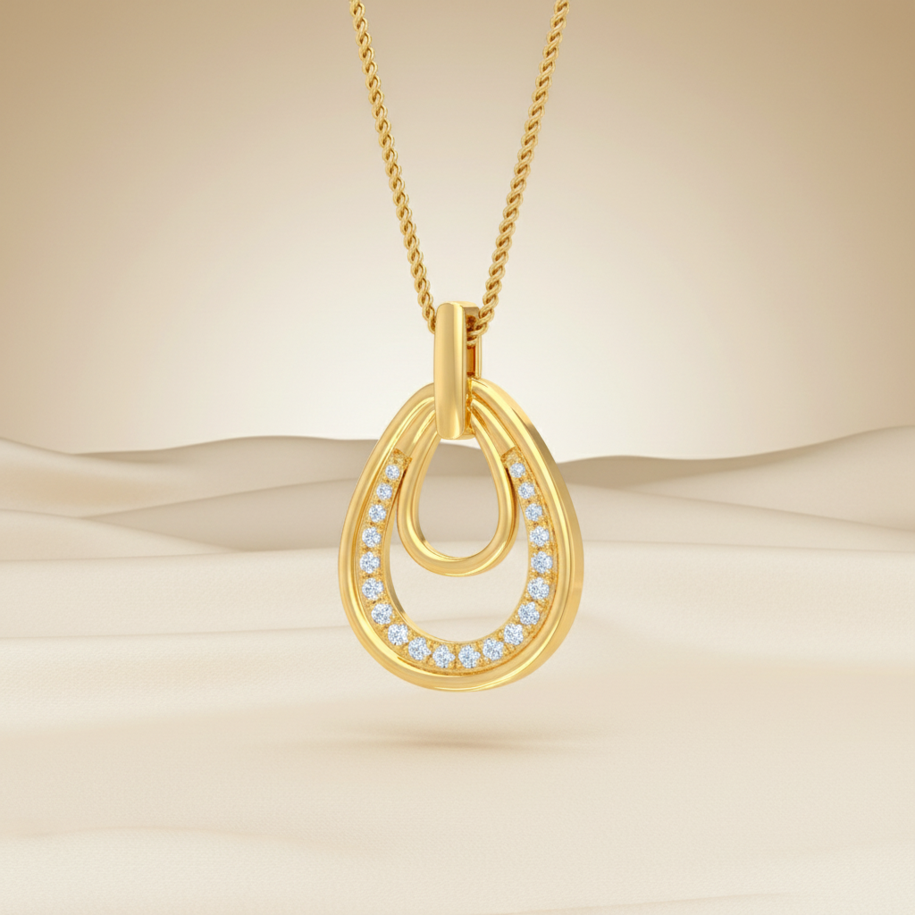 Diamond Starburst Oval Pendant