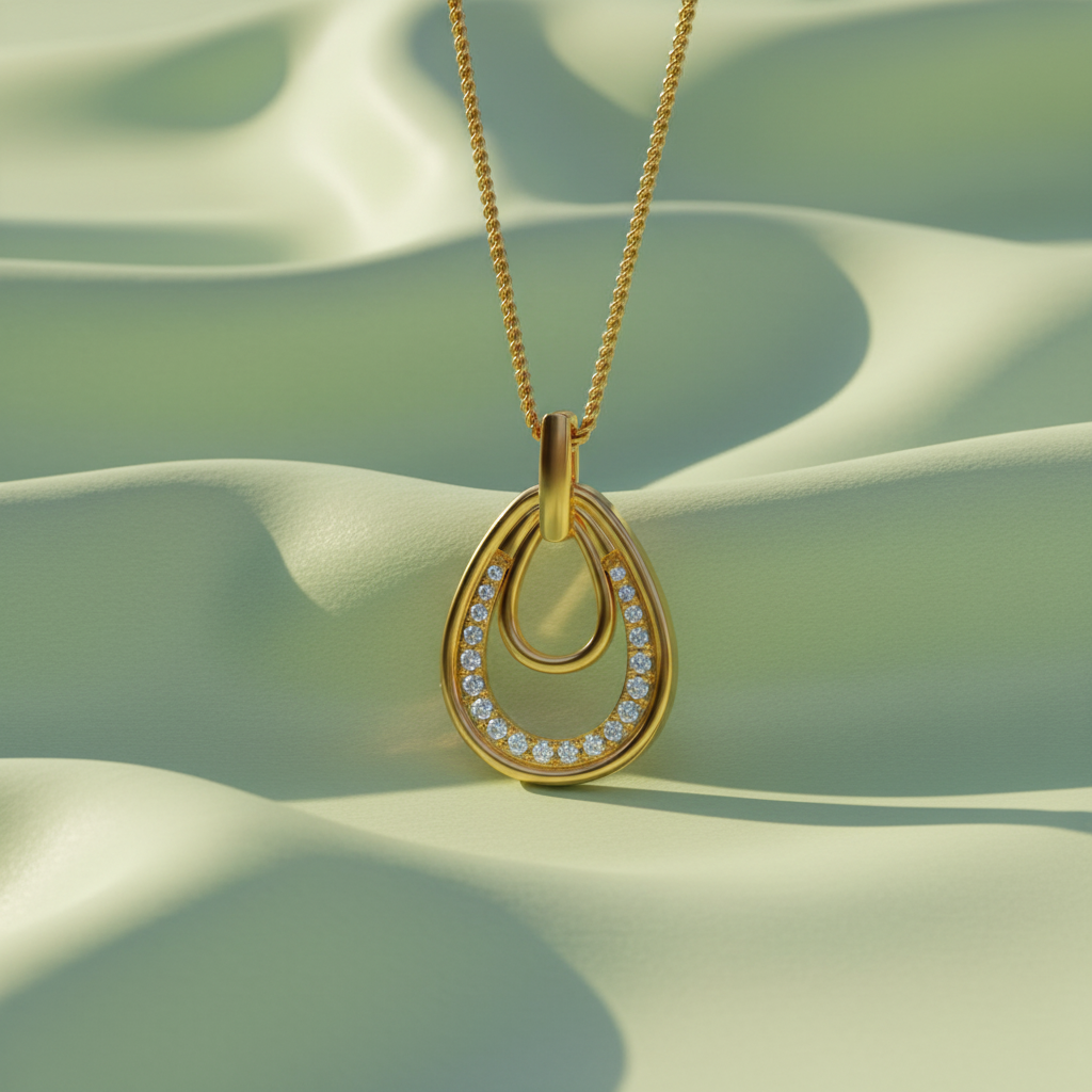 Diamond Starburst Oval Pendant