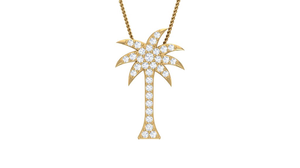 Modern Gold Finish Nautical Palm Tree Necklace With Chain