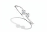 Gold Bangle with Baguette and Round Diamonds