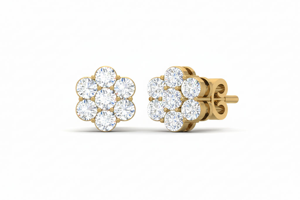 Dainty Floral Cluster Seven-Gem Blossom Natural Diamonds