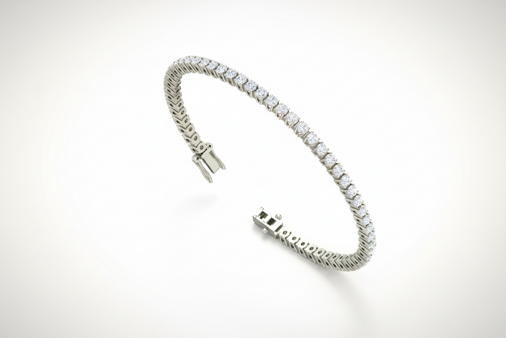 Secure Box Clasp Round Diamond Tennis Bracelet