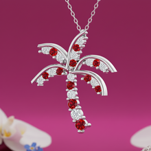Load image into Gallery viewer, Tropical Palm Tree With Ruby Stone And Diamond Necklace with Chain
