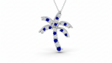 Tropical Palm Tree With Sapphire Stone And Diamond Necklace with Chain