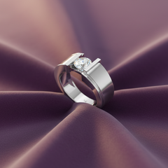 IGI cert. Men's One Round Stone Lab Grown Diamond