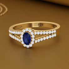 Load image into Gallery viewer, Oval Sapphire Gemstone Diamond Constellation Azure Accent