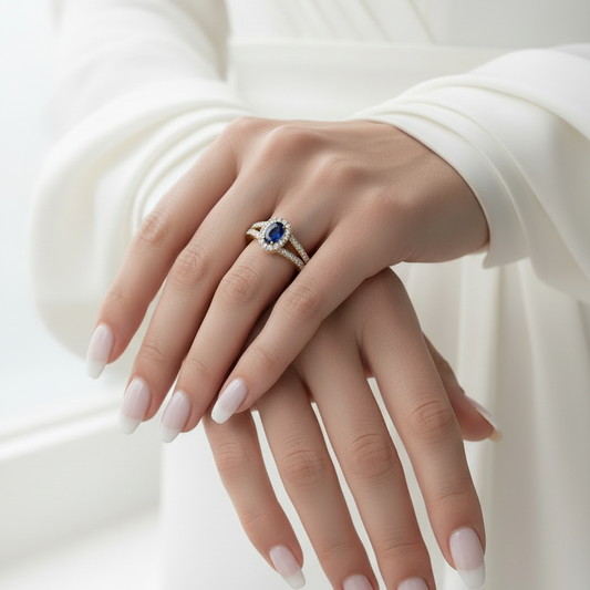 Oval Sapphire Gemstone Diamond Constellation Azure Accent