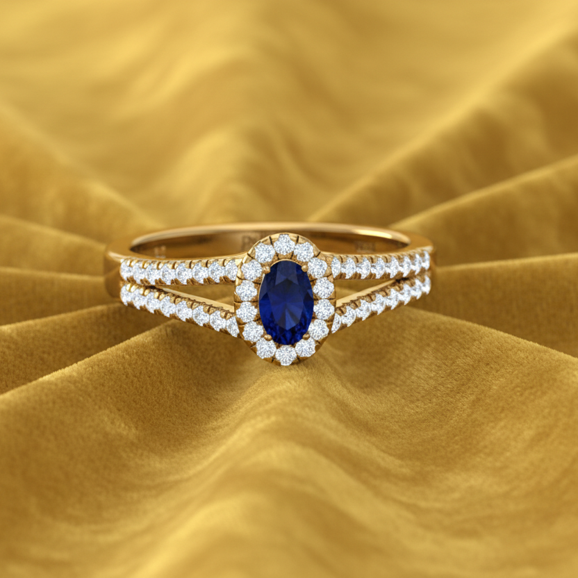 Oval Sapphire Gemstone Diamond Constellation Azure Accent
