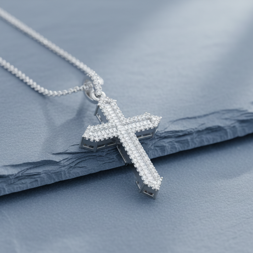 Baguette Round Cross Diamond Elegance