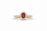 Oval Shape Ruby With Diamond Ring
