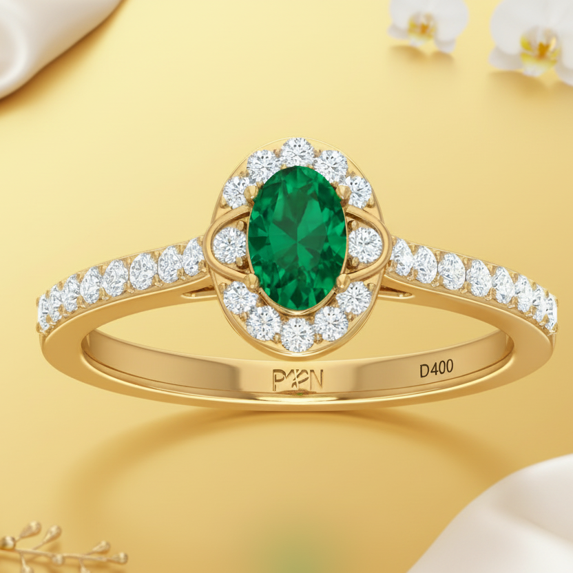 Precious Oval Emerald Natural Diamond Bespoke Signature