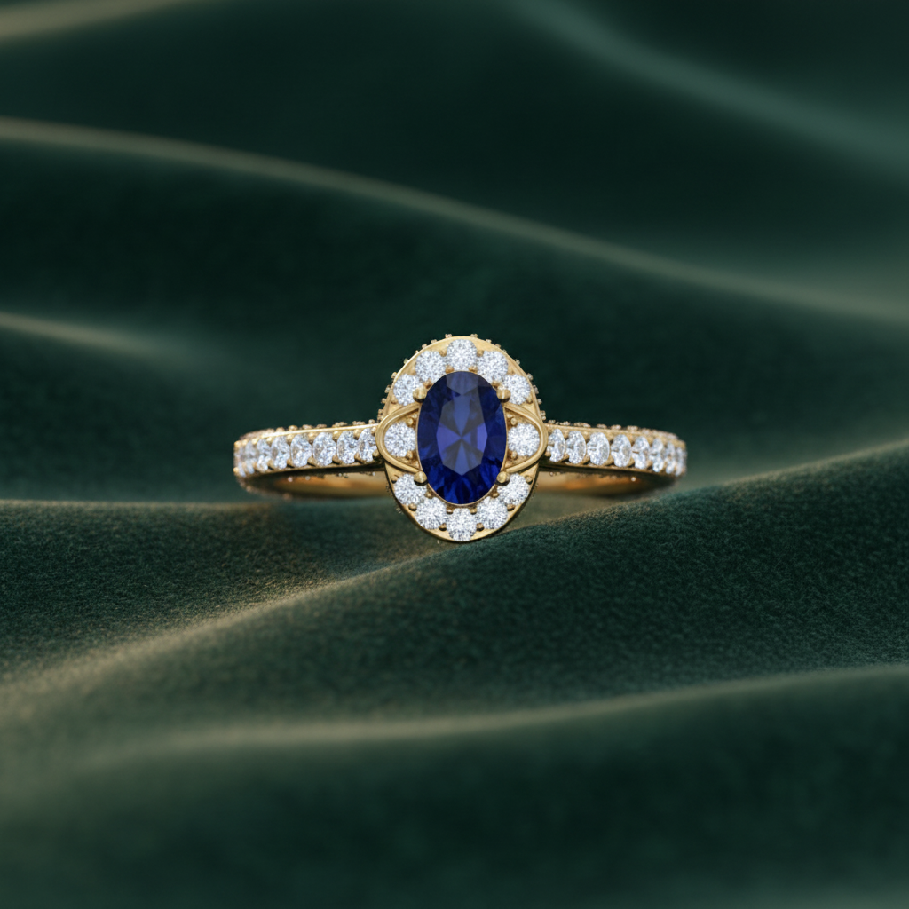 Oval Shape Sapphire With Diamond