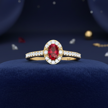 Load image into Gallery viewer, Oval Shape Ruby With Diamond Ring