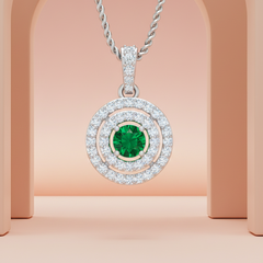 Emerald Double Halo Diamond Half cttw