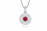 Ruby Double Halo Approx Half Cart Diamond