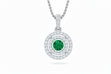 Emerald Double Halo Diamond Half Cart
