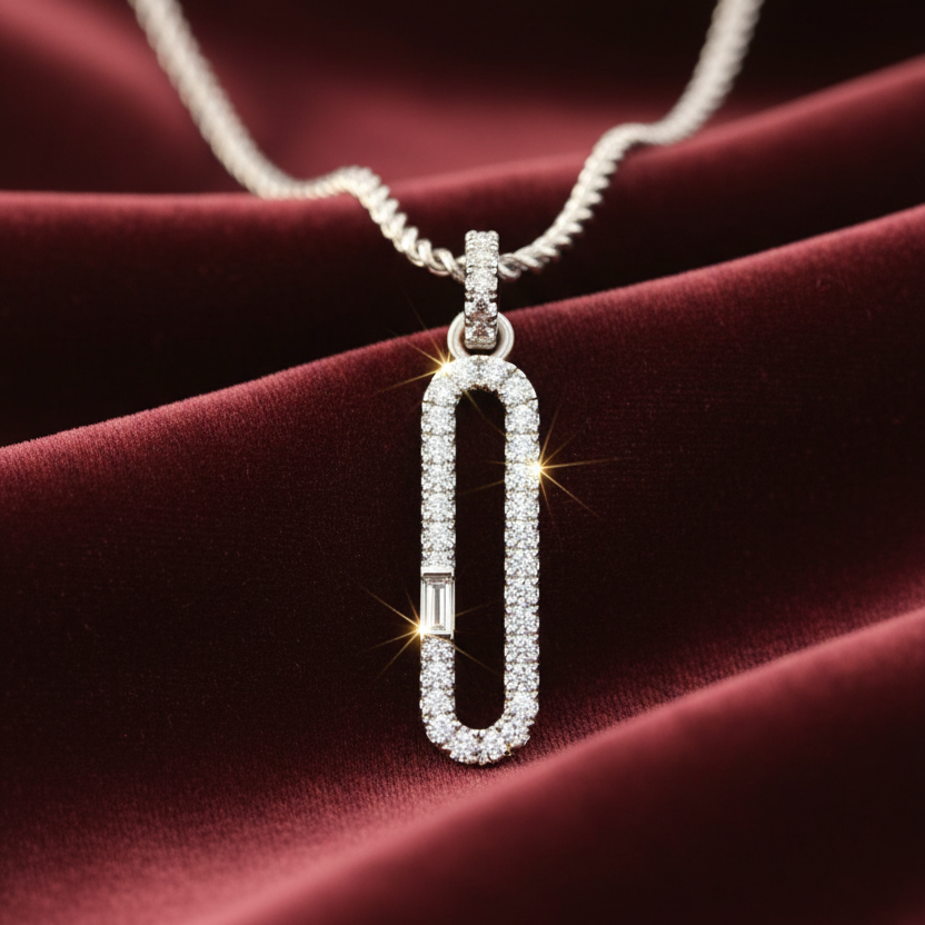 Baguette & Round Paperclip Style Diamond