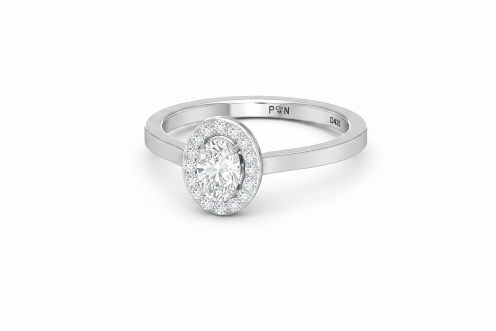 Oval Single Halo Lab Grown