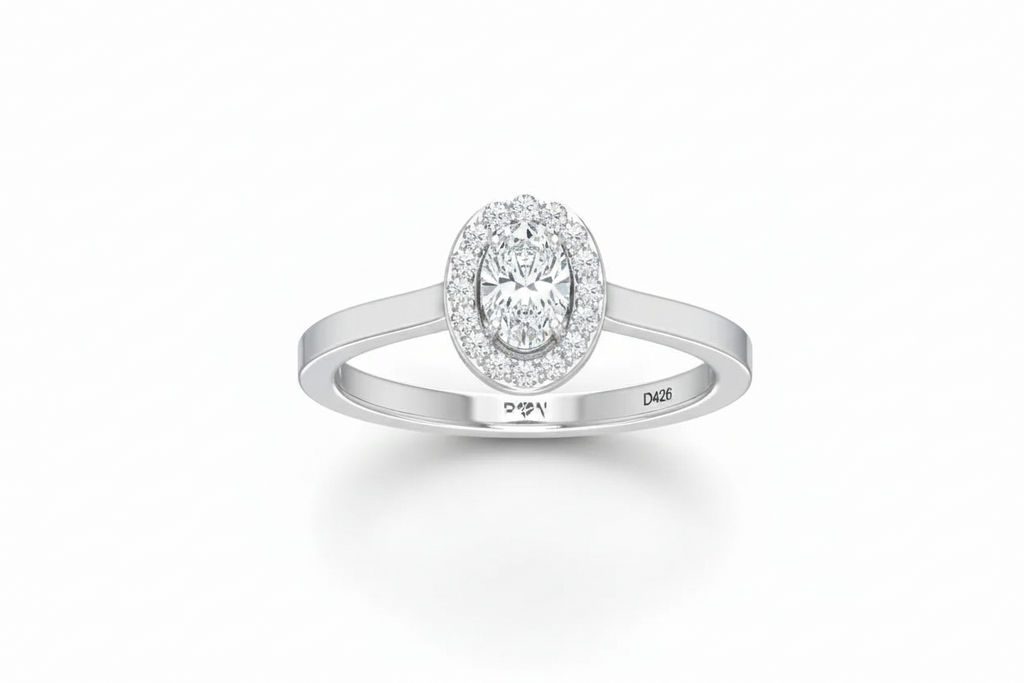 Oval Single Halo Lab Grown