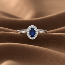 Load image into Gallery viewer, Precious Oval Sapphire Diamond Pure Serene Azure Crown Solitaire