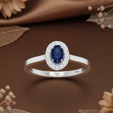 Load image into Gallery viewer, Precious Oval Sapphire Diamond Pure Serene Azure Crown Solitaire