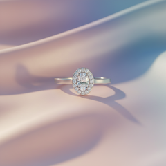 Oval Single Halo Lab Grown