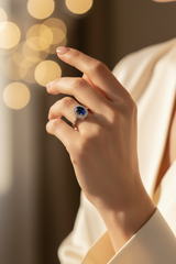 Precious Oval Sapphire Diamond Pure Serene Azure Crown Solitaire