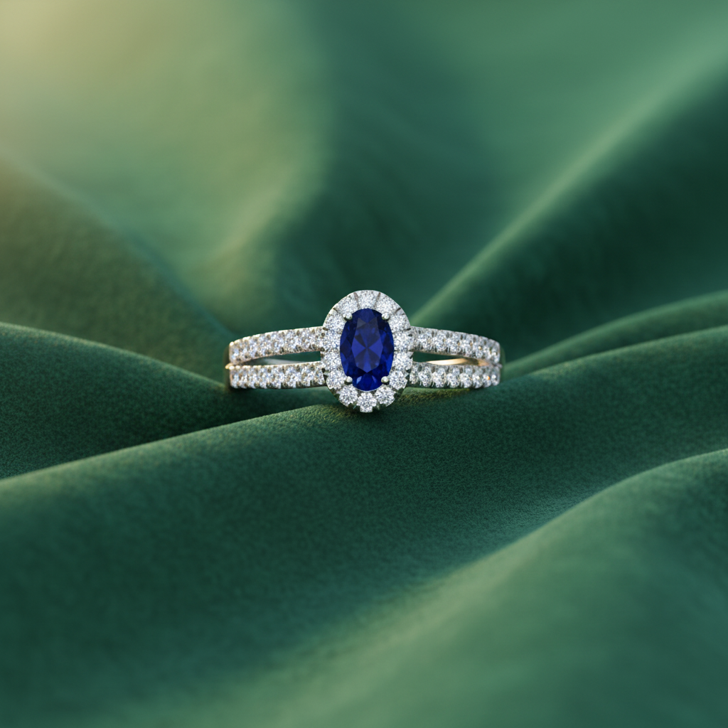 Imperial Oval Sapphire Natural Diamond Azure Celestial