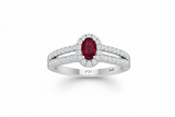 Oval Ruby With Diamond Ring