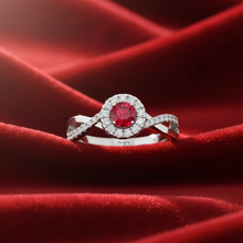 Load image into Gallery viewer, Precious Round Ruby Diamond Halo Solitaire